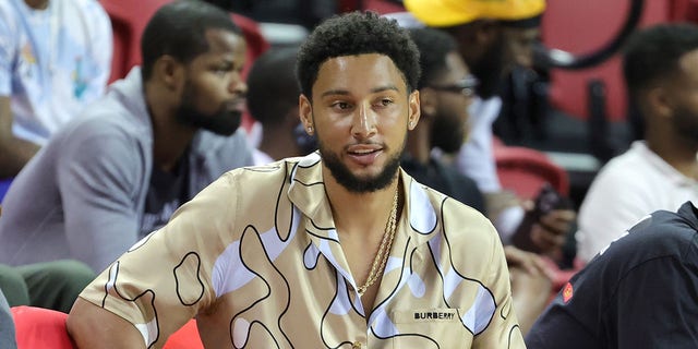 Ben Simmons, of the Brooklyn Nets, attends a game between the Nets and the Philadelphia 76ers during the 2022 NBA Summer League at the Thomas &amp; Mack Center on July 10, 2022 in Las Vegas. 