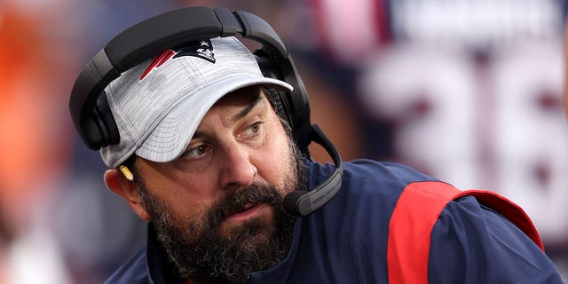 Senior Football Advisor Matt Patricia of the New England Patriots looks on during the preseason game between the New York Giants and the New England Patriots at Gillette Stadium on August 11, 2022 in Foxborough, Massachusetts. 