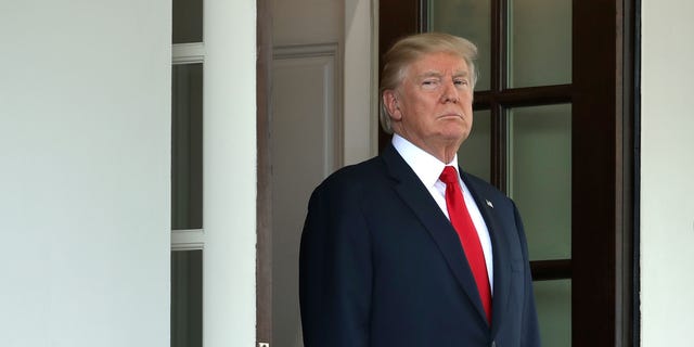 President Donald Trump awaits the arrival of Finnish President Sauli Niinisto to the White House August 28, 2017 in Washington, D.C. (Photo by Chip Somodevilla/Getty Images)