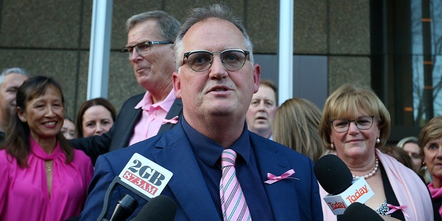 Hedley Thomas speaks to the media at NSW Supreme Court on August 30, 2022 in Sydney, Australia. Former Newtown Jets rugby league player, Chris Dawson was found guilty of murdering his first wife, Lynette over 30 years ago in January of 1982, in a trial made popular by the podcast, "The Teacher’s Pet."