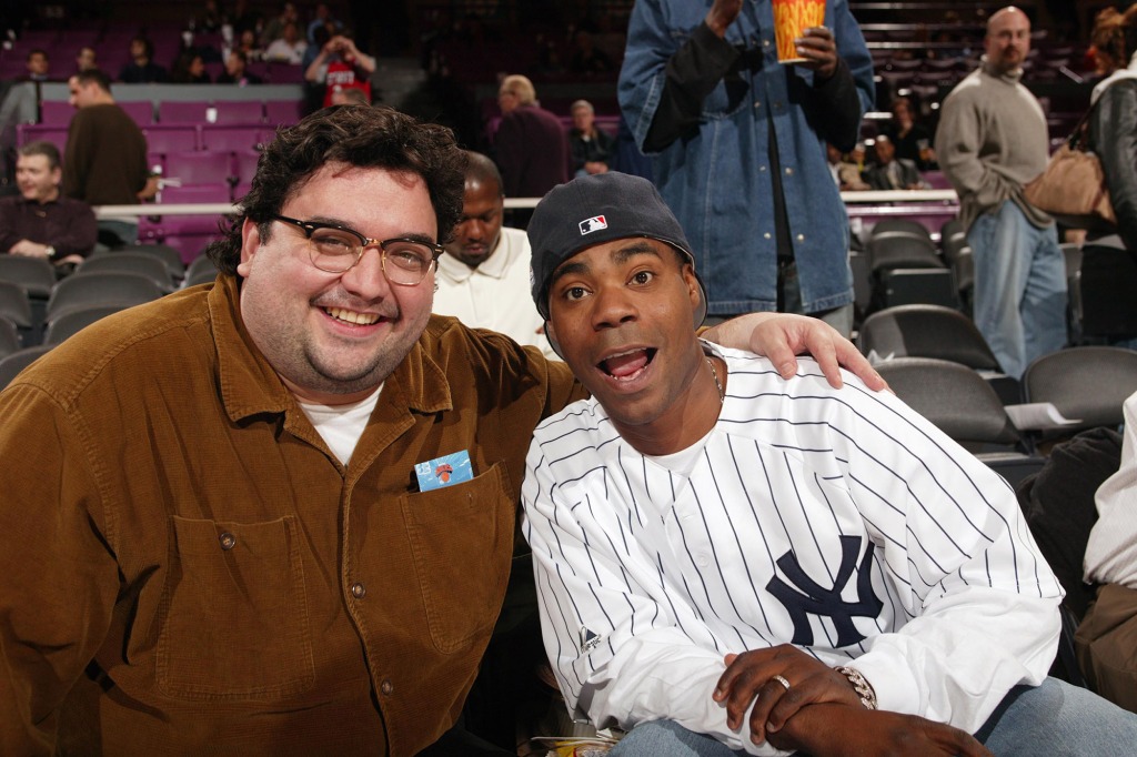 SNL Actors Horatio Sanz and Tracy Morgan watches the Detroit Pistons versus the New York Knicks on December 1, 2003 at Madison Square Garden in New York, New York.  NOTE TO USER: User expressly acknowledges that, by downloading and or using this photograph, User is consenting to the terms and conditions of the Getty Images License agreement.  (Photo by Ray Amati/NBAE via Getty Images)