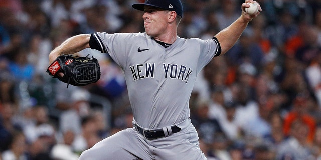 New York Yankees pitcher J.P. Sears delivers during the fourth inning against the Houston Astros, July 21, 2022, in Houston.