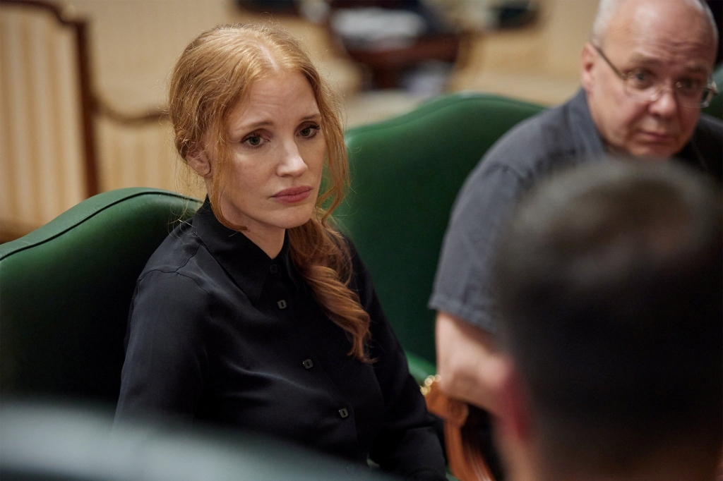 Hollywood actor Jessica Chastain attends a meeting with Ukraine's President Volodymyr Zelenskiy, as Russia's attack on Ukraine continues, in Kyiv, Ukraine August 7, 2022.  