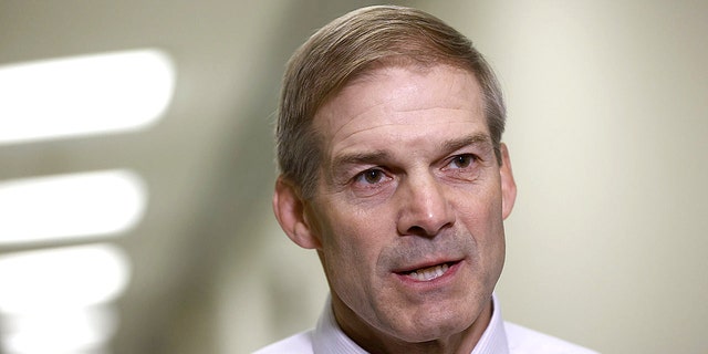 Rep. Jim Jordan speaks to the press in the Rayburn House Office building in Washington, June 4, 2021.