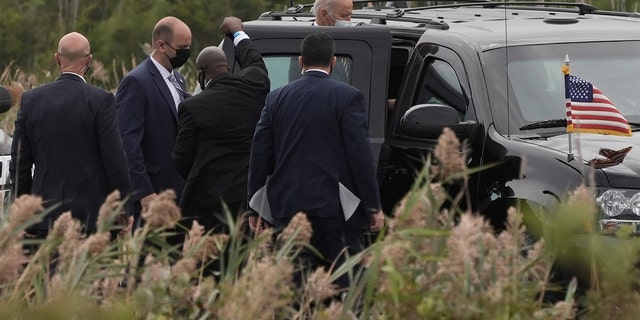 President Biden entering his motorcade after arriving on Marine One in Rehoboth Beach, Delaware, September 17, 2021.