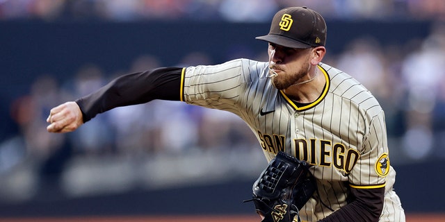 Joe Musgrove of the San Diego Padres pitches against the Mets at Citi Field, July 24, 2022, in New York City.