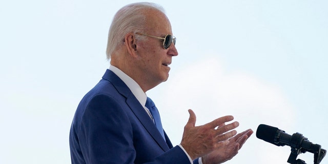 President Biden speaks before signing two bills aimed at combating fraud in the COVID-19 small business relief programs at the White House Aug. 5, 2022. 