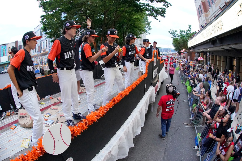 Massapequa Coast celebrated winning the Metro region at a parade ahead of the Little League World Series in Williamsport, PA.