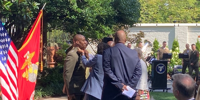 Lt. Gen. Michael Langley's swearing in at a promotion ceremony in Washington, D.C., on Saturday, Aug. 6, 2022.