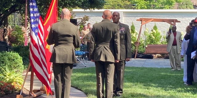 Lt. Gen. Michael Langley is sworn in at a promotion ceremony in Washington, D.C., on Saturday, Aug. 6, 2022.