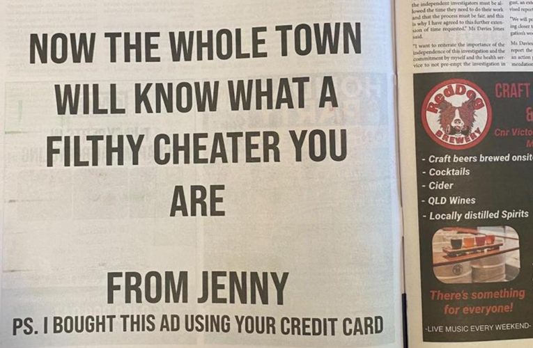 Woman gets full-page ad in newspaper to shame ‘filthy cheater’ husband