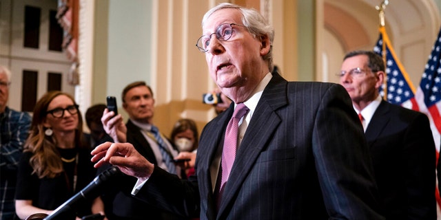 Senate Minority Leader Mitch McConnell, R-Ky., appeared to make a comment directed at fellow Republican Sen. Josh Hawley of Missouri on the Senate floor Wednesday over his plan to vote against Sweden and Finland joining NATO.