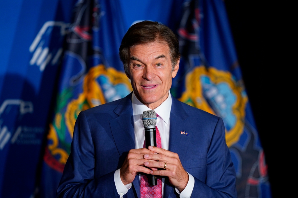 Mehmet Oz, a Republican candidate for U.S. Senate in Pennsylvania, speaks during a Republican Jewish Coalition event in Philadelphia, Wednesday, Aug. 17, 2022.