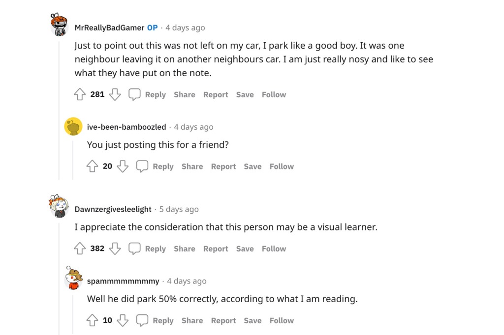 A screenshot of Reddit comments