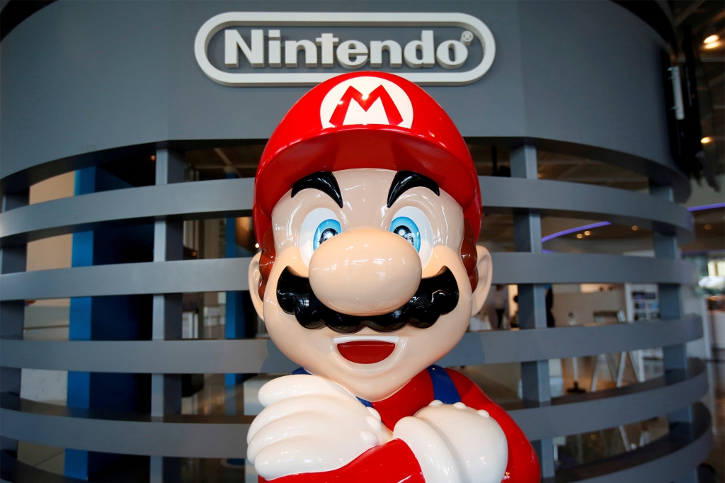 A figure depicting "Mario", a character in Nintendo's "Mario Bros." video games, is displayed at the company showroom in Tokyo, Japan July 14, 2016.