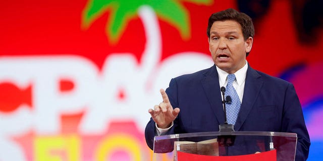 Florida Governor Ron DeSantis speaks at the Conservative Political Action Conference (CPAC) in Orlando, Florida, U.S. February 24, 2022. REUTERS/Octavio Jones/File Photo