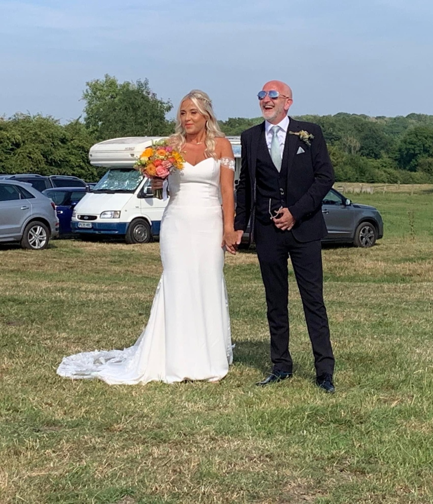 Rich and Evie on their wedding day