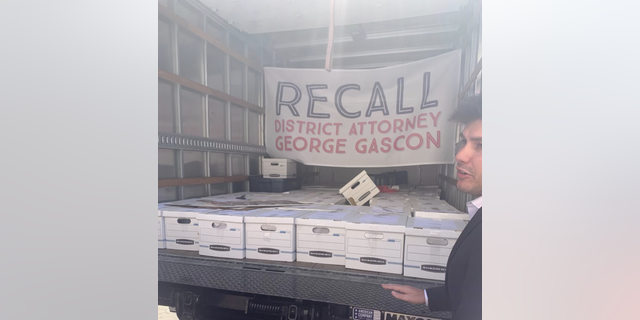 Boxes of signatures The Recall George Gascon campaign dropped off at the Los Angeles County Registrar of Voters office.