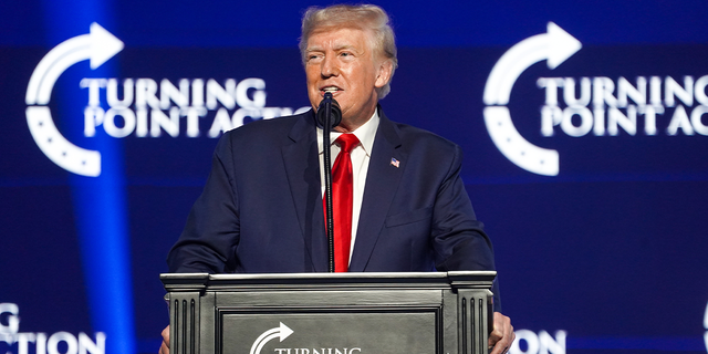 Former President Donald Trump speaks at the Turning Point USA Student Action Summit, on Saturday July 23, 2022, in Tampa, Florida 