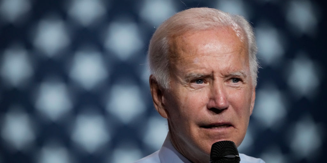 U.S. President Joe Biden speaks during a rally hosted by the Democratic National Committee (DNC) at Richard Montgomery High School on August 25, 2022 in Rockville, Maryland. Bi