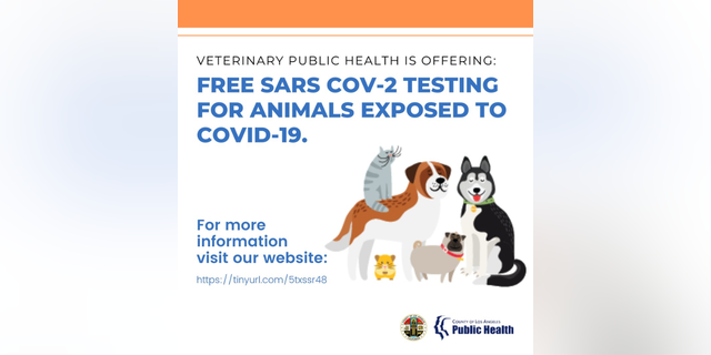 The Los Angeles County Department of Public Health is offering free COVID-19 testing for pets who may have been exposed to the virus.