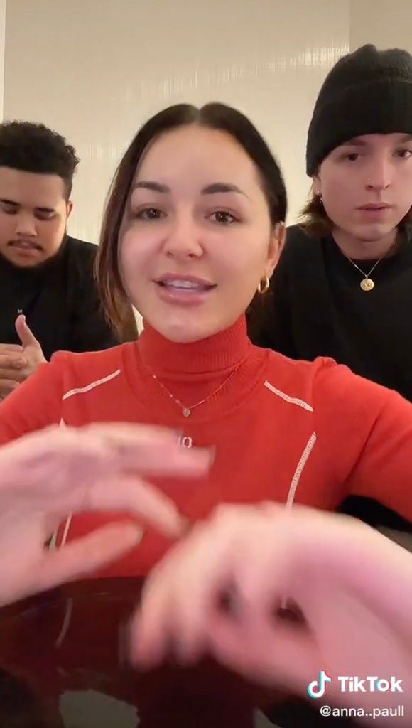 A still image from Anna Paul's TikTok video.