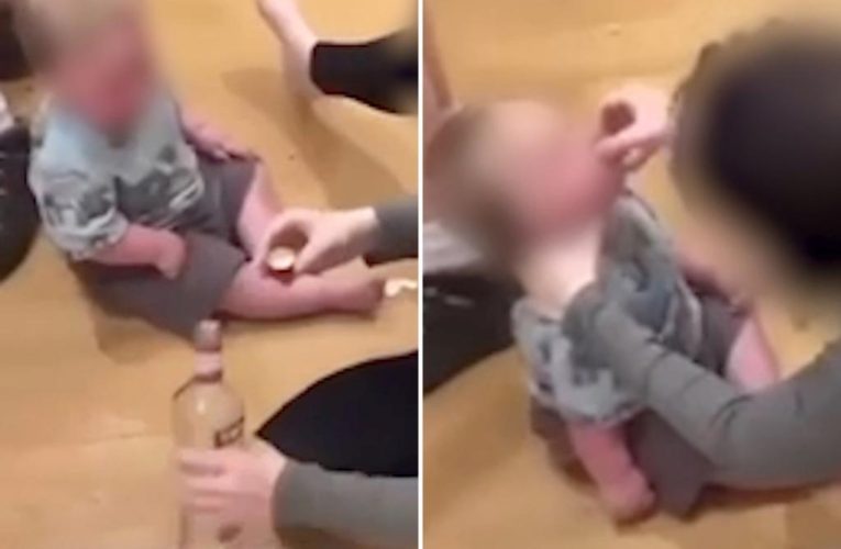 Couple arrested for giving vodka shot to baby in sick video