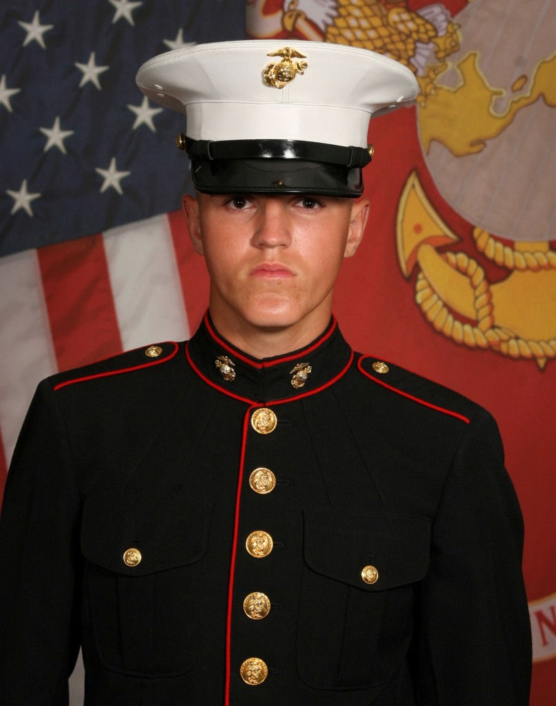 Photo of Rylee McCollum in his marine uniform.