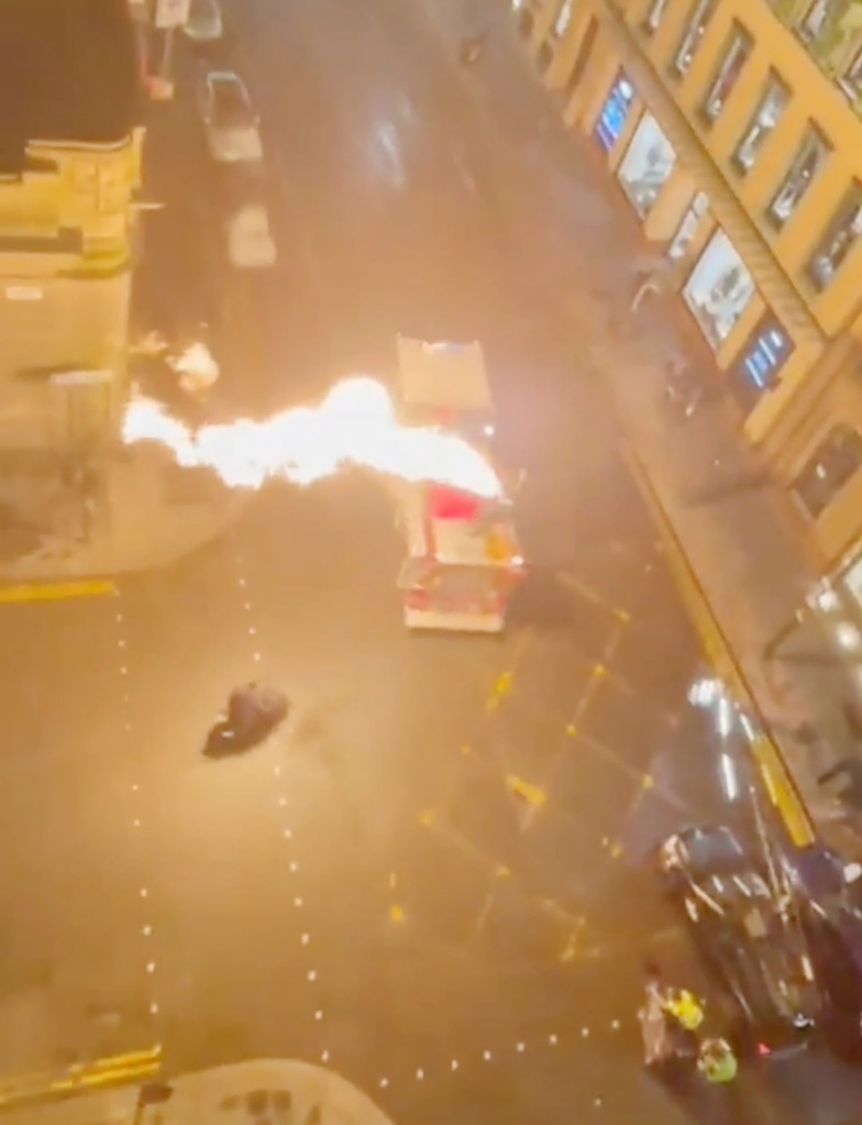 A fire truck catches fire on set of "Batgirl."
