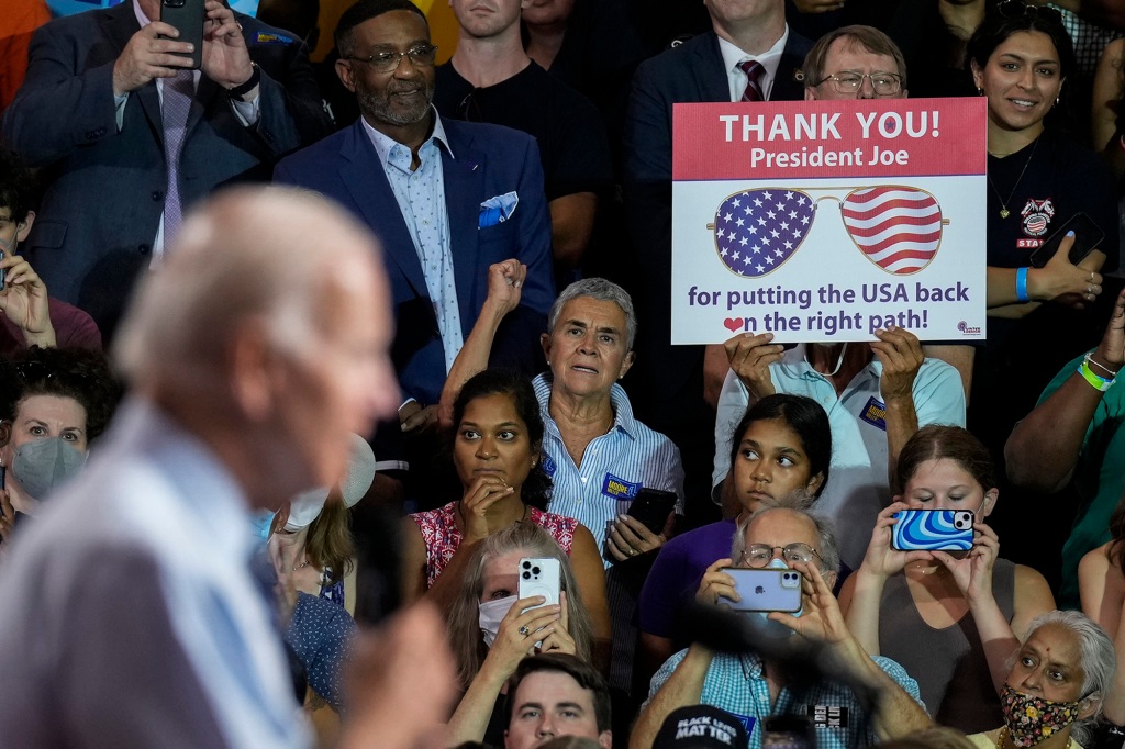 Biden attended a rally in Maryland on Thursday to help Democrats' chances in the November midterms. 