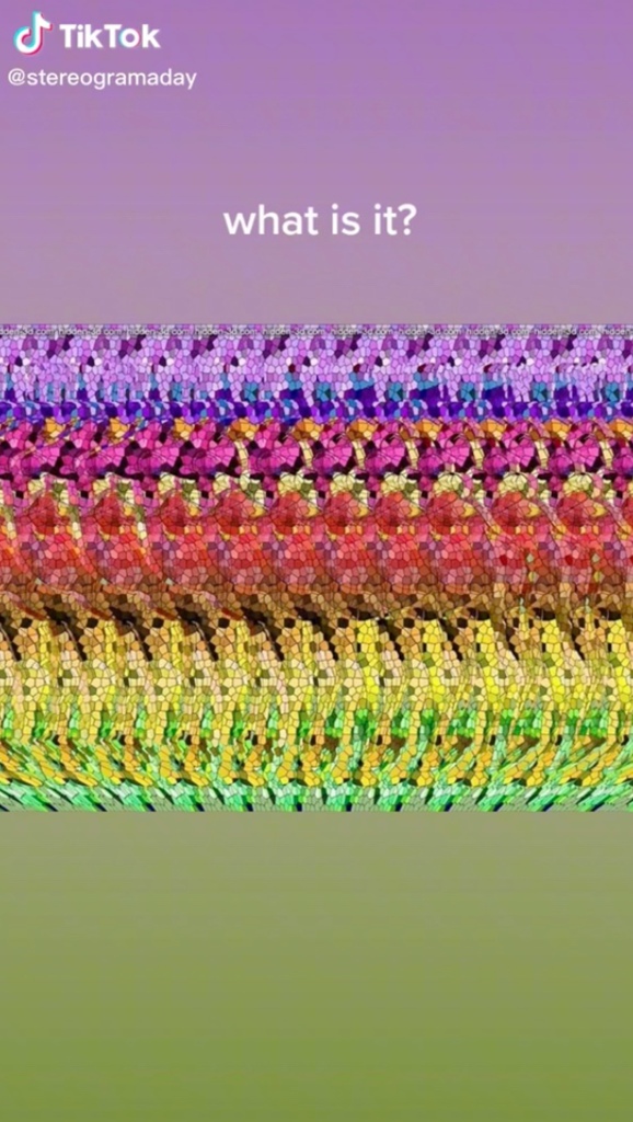 the illusion is an autostereogram, "two-dimensional (2D) images with repeating patterns that hide an underlying three-dimensional (3D) image," according to Vision and Eye Health.