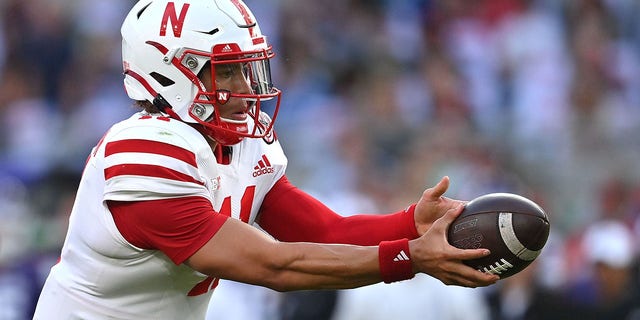 Nebraska Cornhuskers quarterback Casey Thompson is shown during the Aer Lingus College Football Classic 2022 matchup between Nebraska and the Northwestern Wildcats at Aviva Stadium in Dublin.