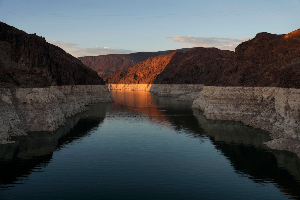 The water level at Lake Mead amid historic droughts in the Western US.