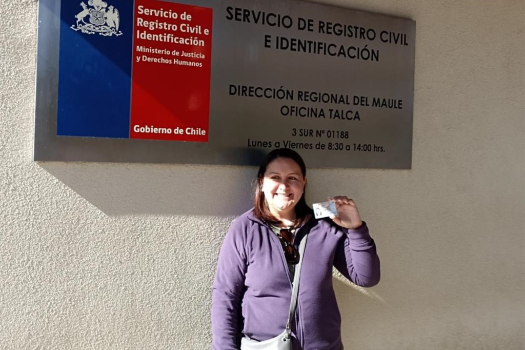 Cristina with her Chilean ID card