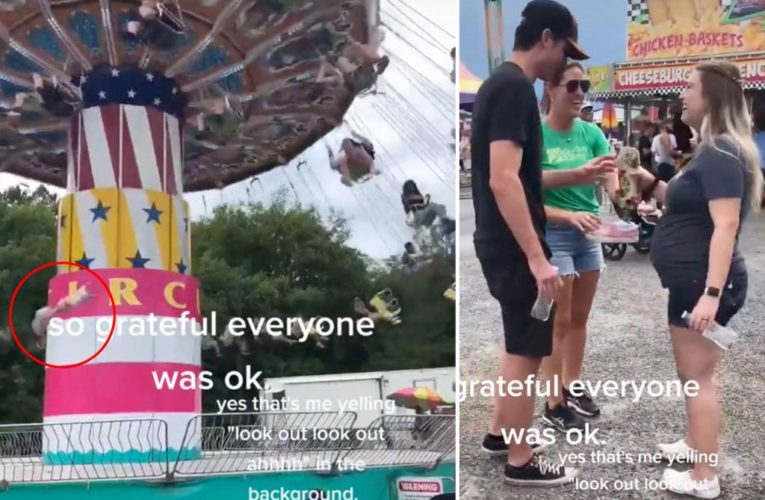‘Look out!’ Video captures moment little girl’s prosthetic leg flew off on a carnival ride