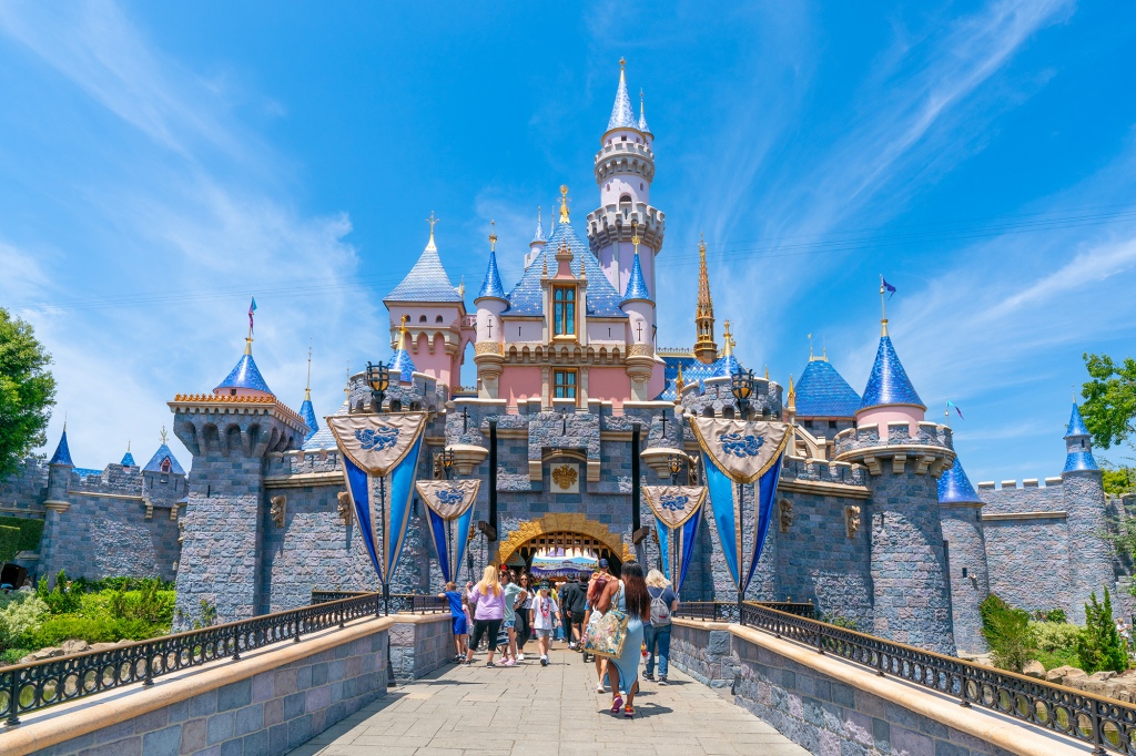 General views of Sleeping Beauty Castle at Disneyland on May 27, 2022 in Anaheim, California