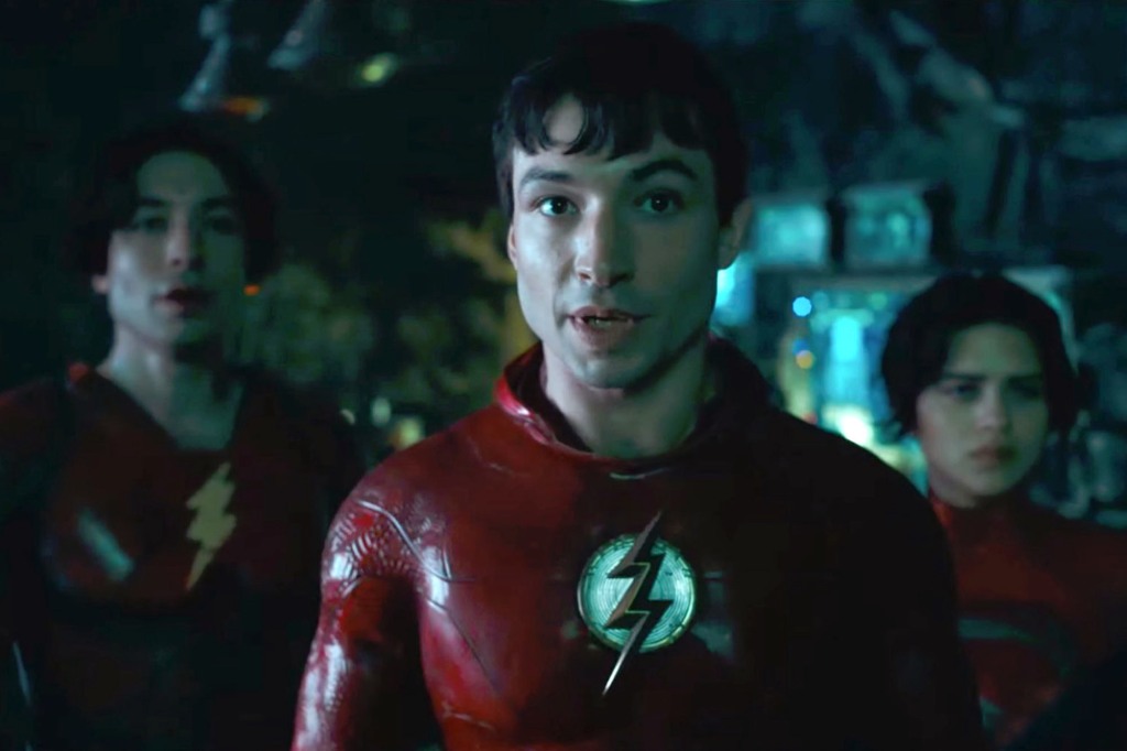 Ezra Miller and Sasha Calle in The Flash