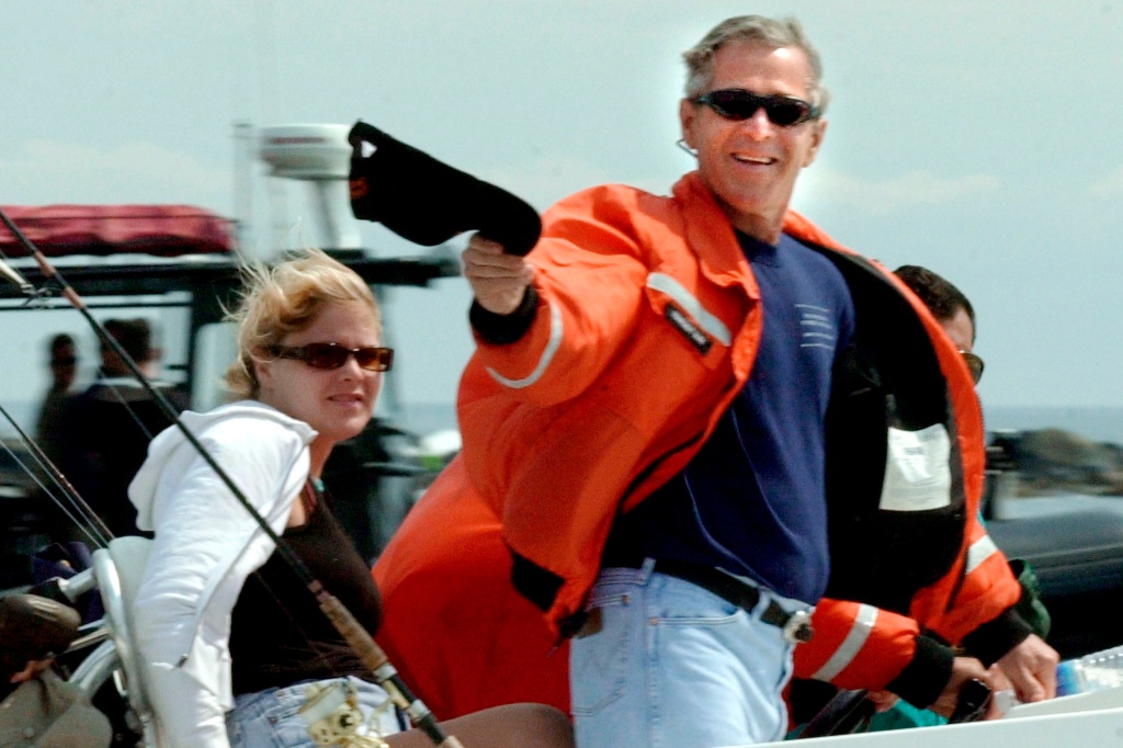 Former President Bush and daughter Jenna Bush on vacation in Kennebunkport, Maine.  