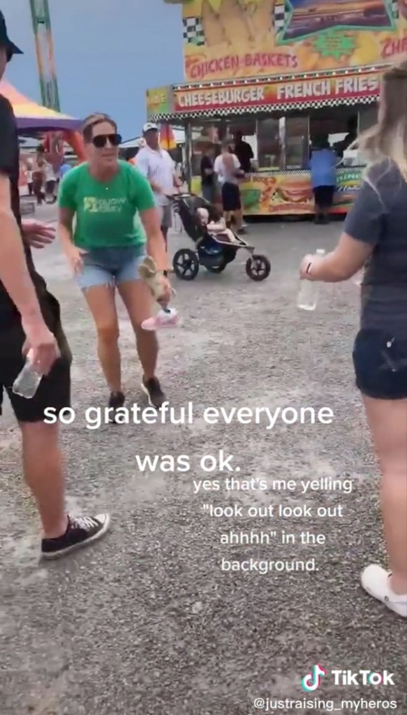 “My daughter's leg malfunctioned at the fair and fell off from the swings,” Tatum shared in her viral video which has now been viewed nearly five million times. "I'm so grateful everyone was OK." 