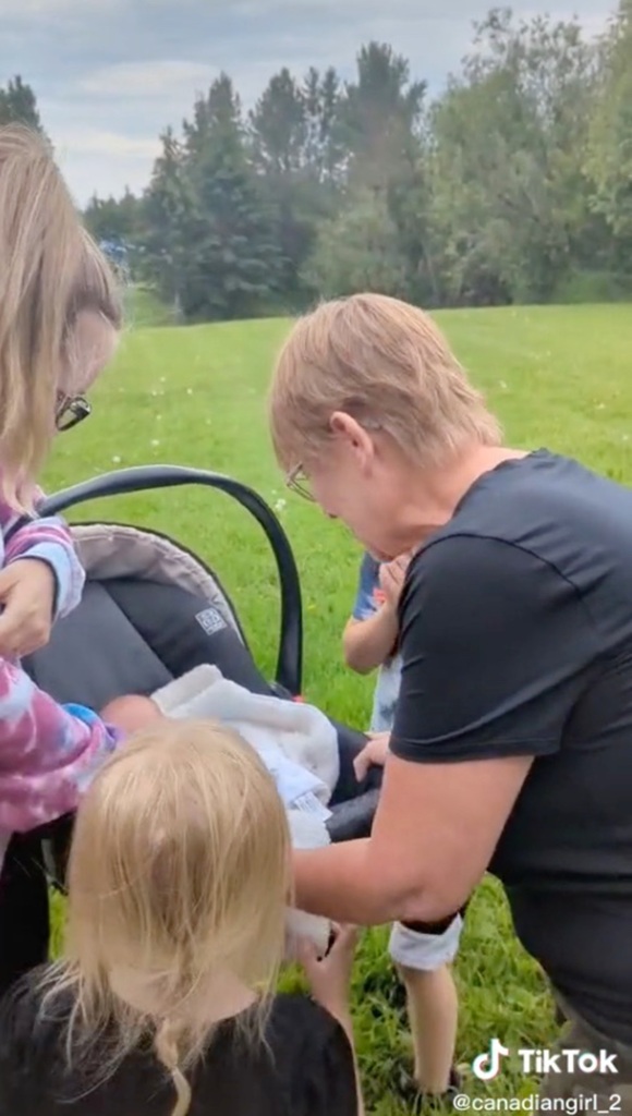 Victoria's mom was overcome with emotion after meeting her grandson.