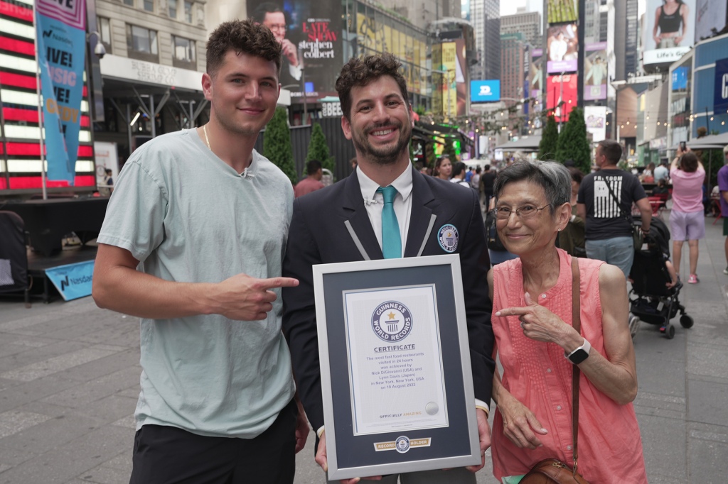 On Aug. 20, chefs and social media stars Nick DiGiovanni and Lynn Davis appeared in a video documenting their Aug. 10 attempt to break the Guinness World Record for the most fast food restaurants visited in 24 hours.