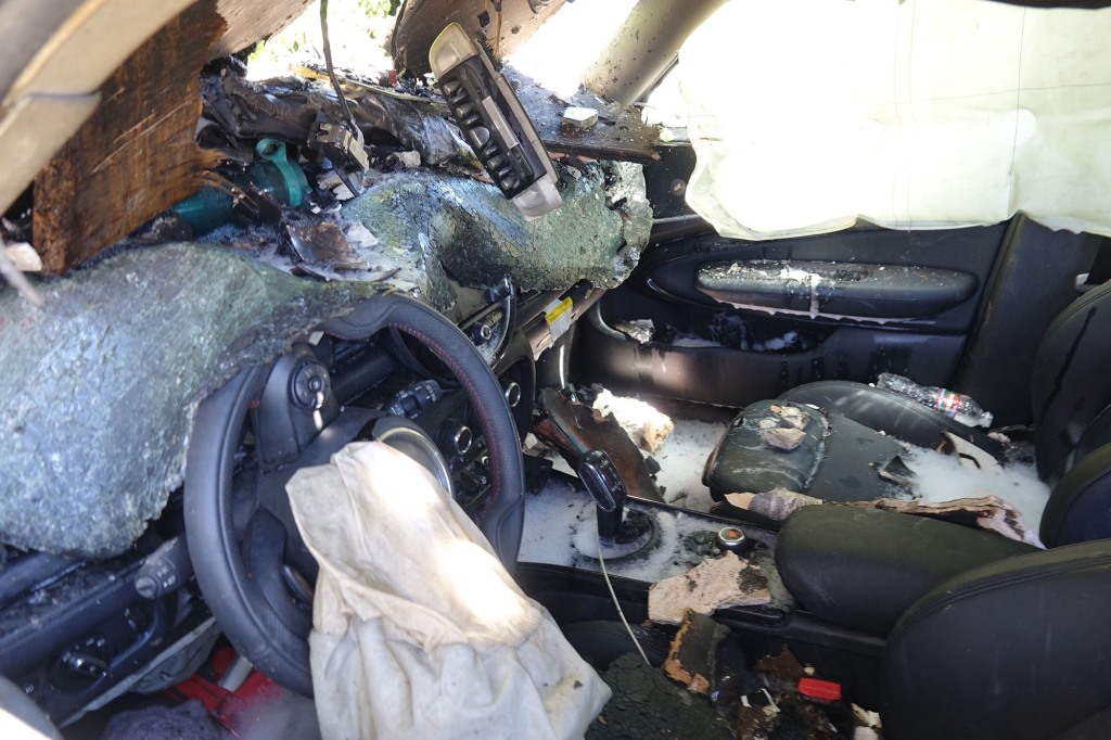 Inside of Heche's car following wreck