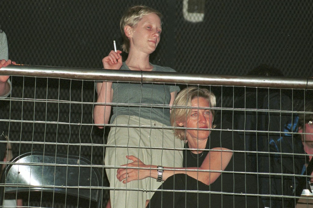 Heche — who had never been with a woman before — described DeGeneres as "the best sex of my life." They are pictured in 1999. 