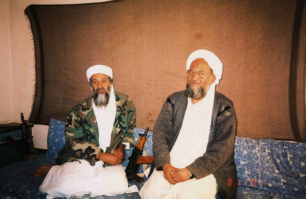 Osama bin Laden with Ayman al-Zawahiri.