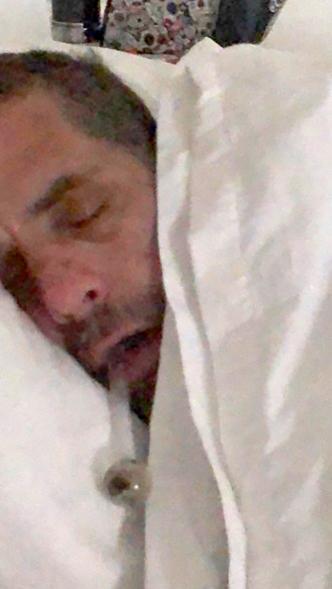 A photo of Hunter Biden sleeping.