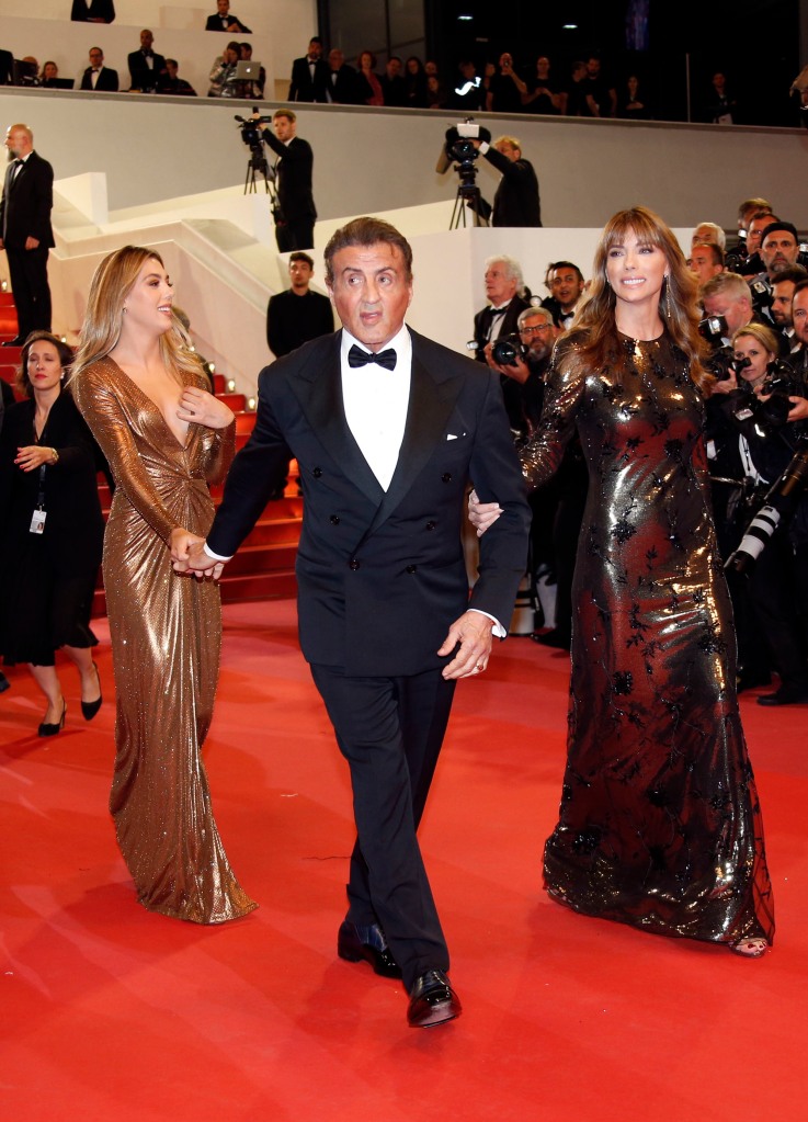 Sylvester Stallone arrives with his wife Jennifer Flavin and daughter Sistine Rose. 