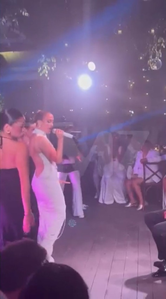 Jennifer Lopez performs at her wedding.