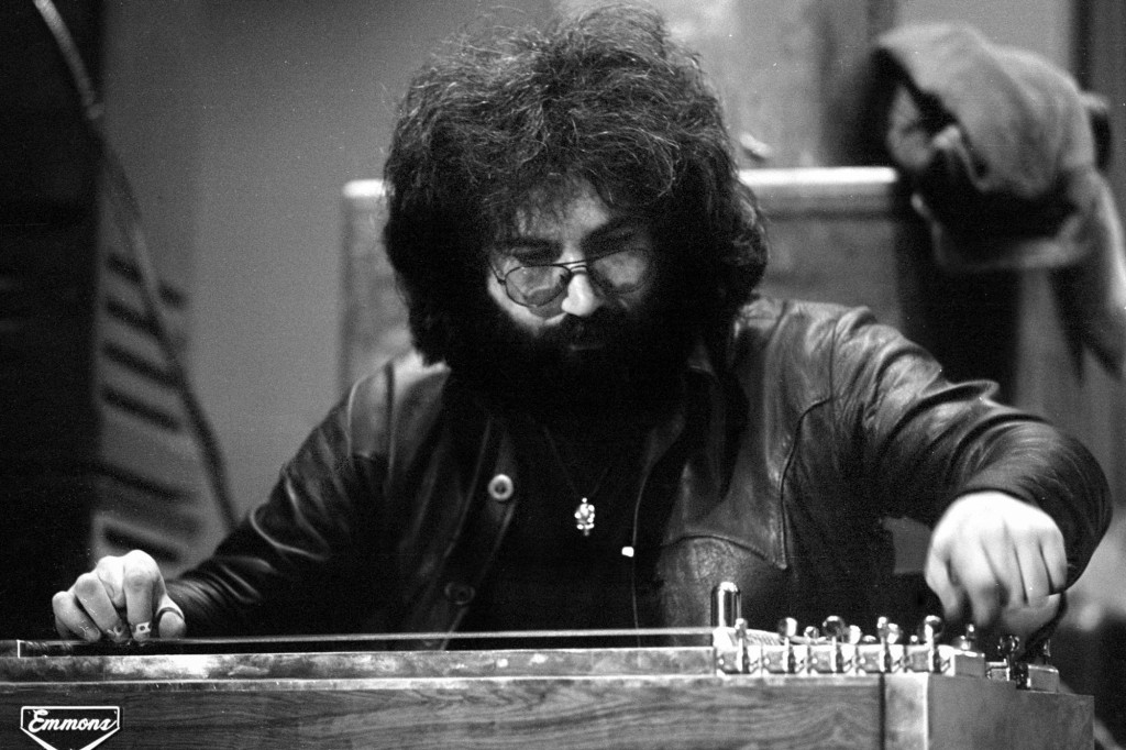 Jerry Garcia of The Grateful Dead performs on stage at the Tivoli Concert Hall in April 1972 in Copenhagen, Denmark.
