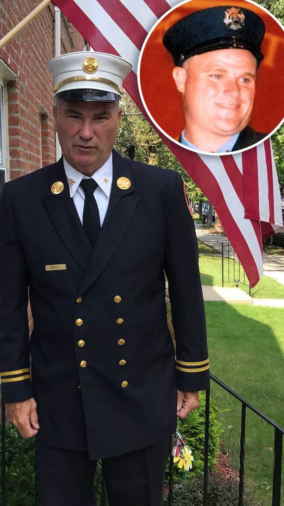 Former firefighter Jim Riches lost his son Jimmy (inset) in the terrorist attacks. He told The Post the is "pissed off" by the donation being accepted.