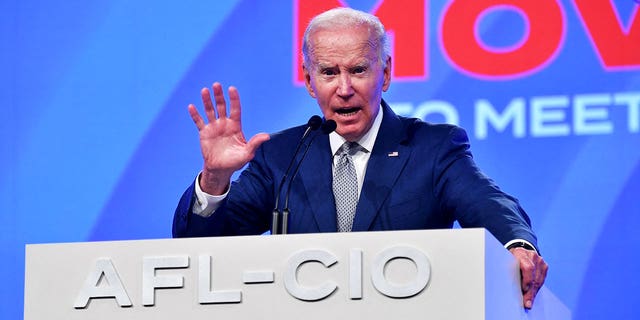 President Joe Biden speaks at the 29th AFL-CIO Quadrennial Constitutional Convention at the Pennsylvania Convention Center in Philadelphia on June 14, 2022.